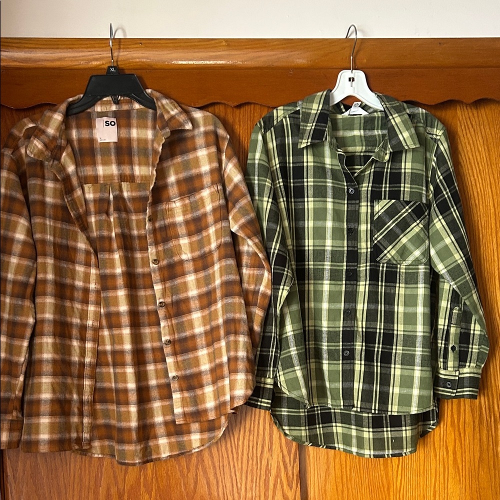 SO Brown and time&tru Green Plaid Shirt